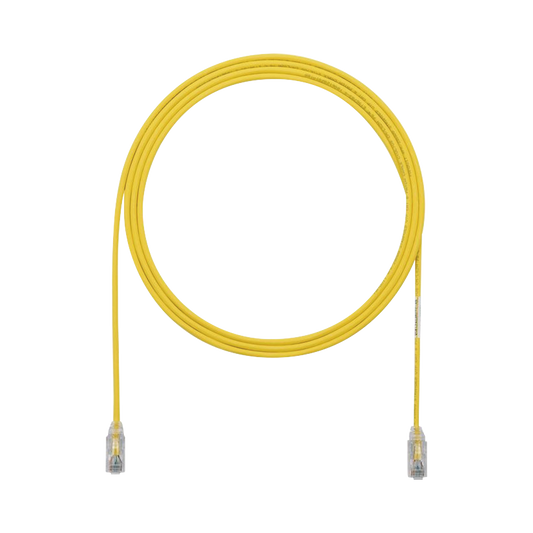 Cable de Parcheo TX6, UTP Cat6, Diámetro Reducido (28AWG), Color Amarillo, 1.22 Metros (4 Pies)
