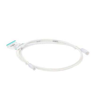 Cable de Parcheo TX6, UTP Cat6, Diámetro Reducido (28AWG), Color Blanco Mate, 2.13 Metros (7 Pies)
