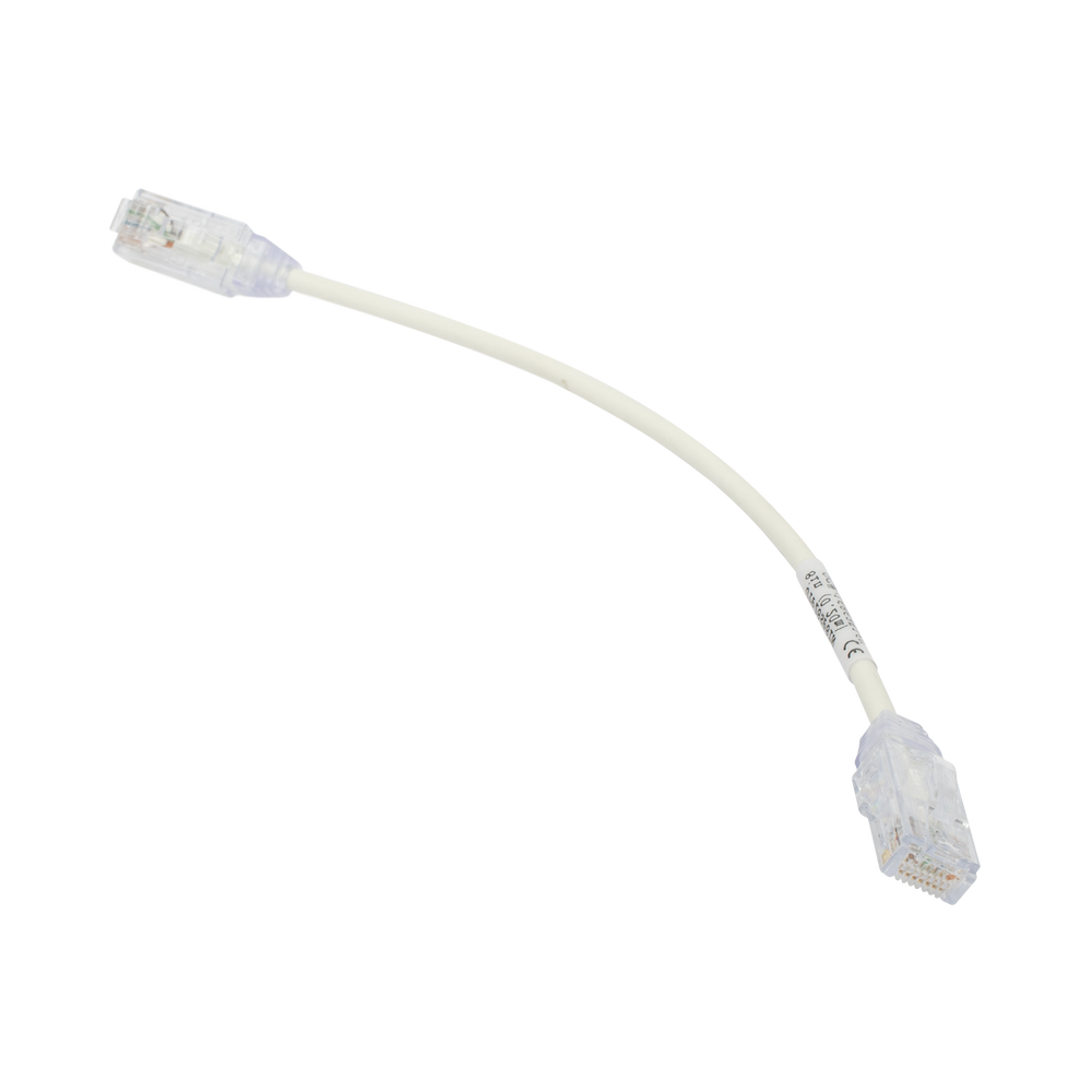 Cable de Parcheo TX6, UTP Cat6, Diámetro Reducido (28AWG), Color Blanco, 20.32 cm (8 Pulgadas)