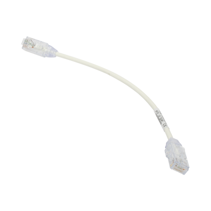 Cable de Parcheo TX6, UTP Cat6, Diámetro Reducido (28AWG), Color Blanco, 20.32 cm (8 Pulgadas)
