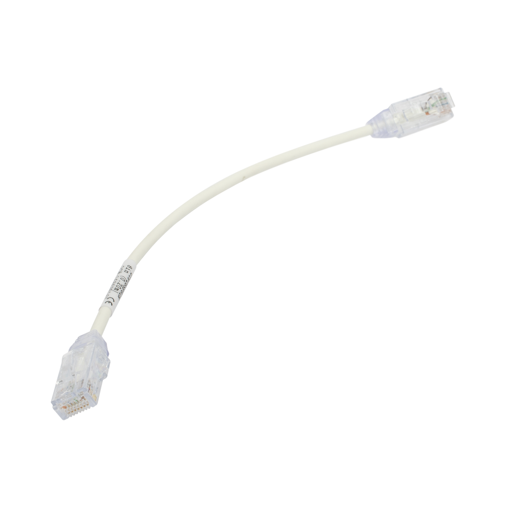 Cable de Parcheo TX6, UTP Cat6, Diámetro Reducido (28AWG), Color Blanco, 20.32 cm (8 Pulgadas)