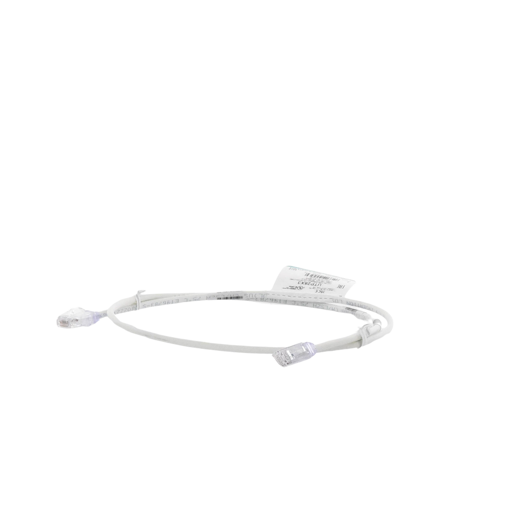 Cable de Parcheo UTP Cat6A, CM/LSZH, Diámetro Reducido (28AWG), Color Blanco Mate, 0.91 Metros (3 Pies)