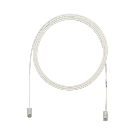 Cable de Parcheo UTP Cat6A, CM/LSZH, Diámetro Reducido (28AWG), Color Blanco Mate, 10.67 Metros (35 Pies)
