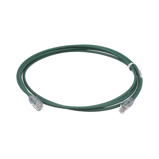 Cable de Parcheo UTP Cat6A, CM/LSZH, Diámetro Reducido (28AWG), Color Verde, 0.91 Metros (3 Pies)