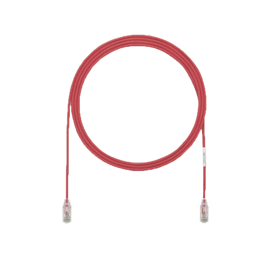Cable de Parcheo UTP Cat6A, CM/LSZH, Diámetro Reducido (28AWG), Color Rojo, 1.52 Metros (5 Pies)