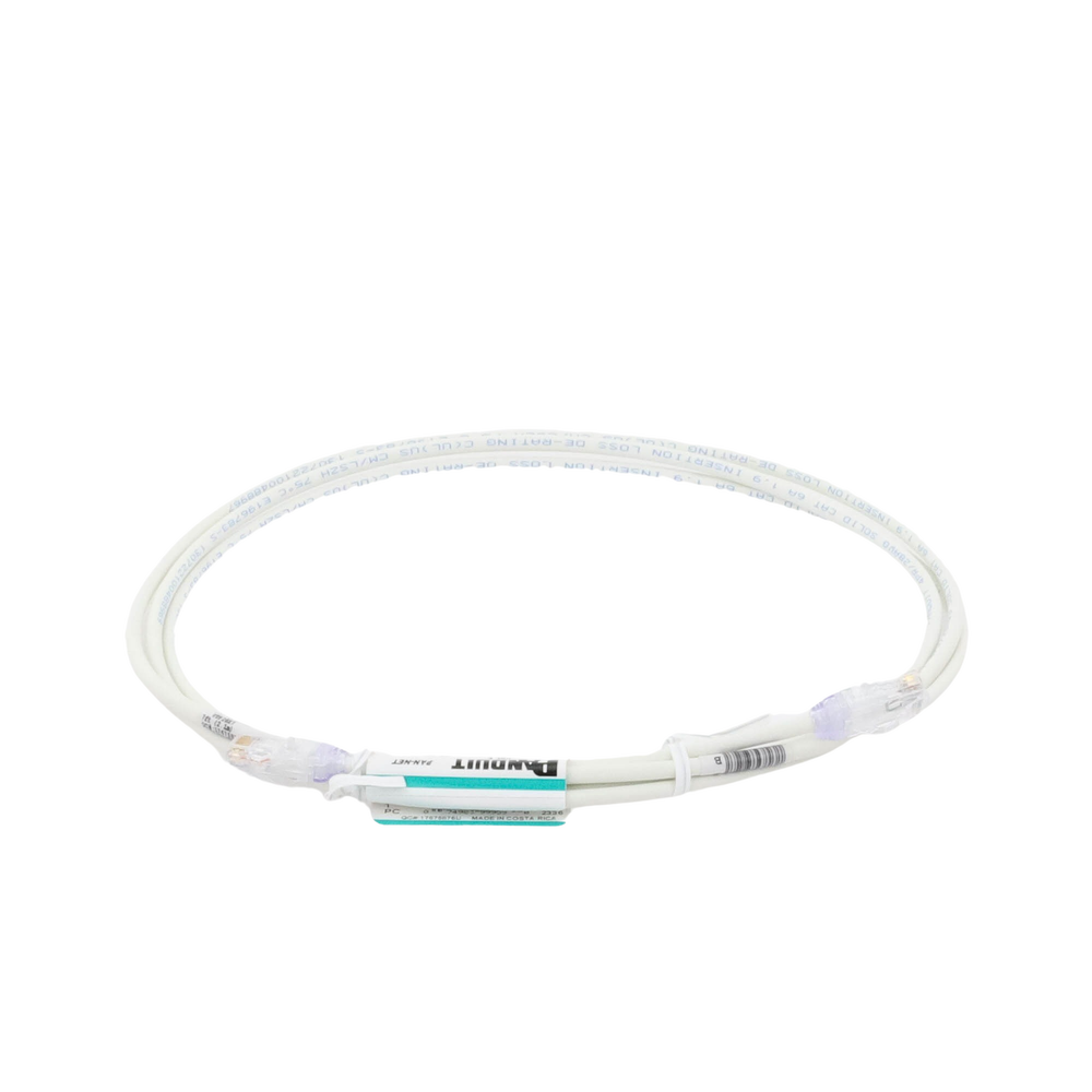 Cable de Parcheo UTP Cat6A, CM/LSZH, Diámetro Reducido (28AWG), Color Blanco Mate, 2.13 Metros (7 Pies)