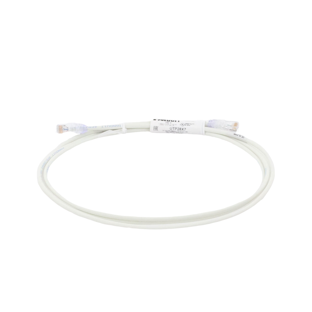 Cable de Parcheo UTP Cat6A, CM/LSZH, Diámetro Reducido (28AWG), Color Blanco Mate, 2.13 Metros (7 Pies)