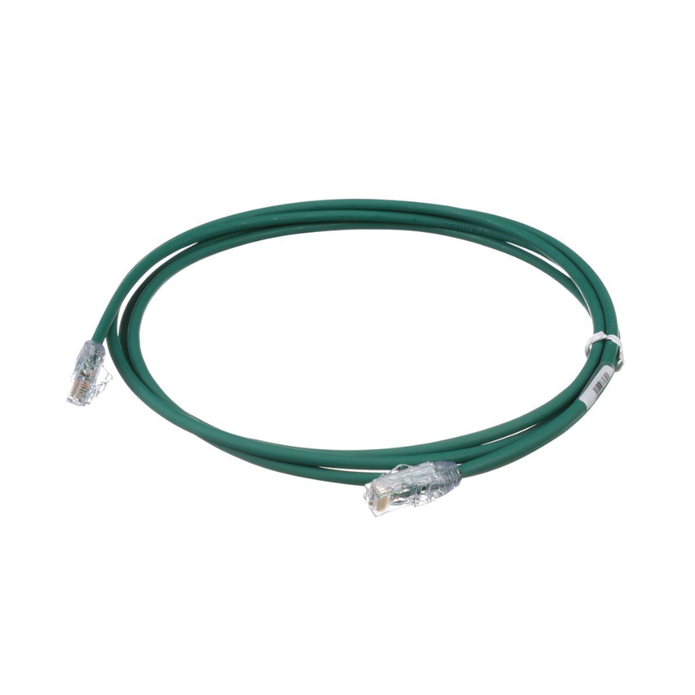 Cable de Parcheo UTP Cat6A, CM/LSZH, Diámetro Reducido (28AWG), Color Verde, 2.13 Metros (7 Pies)