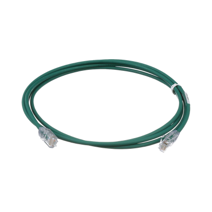 Cable de Parcheo UTP Cat6A, CM/LSZH, Diámetro Reducido (28AWG), Color Verde, 2.13 Metros (7 Pies)