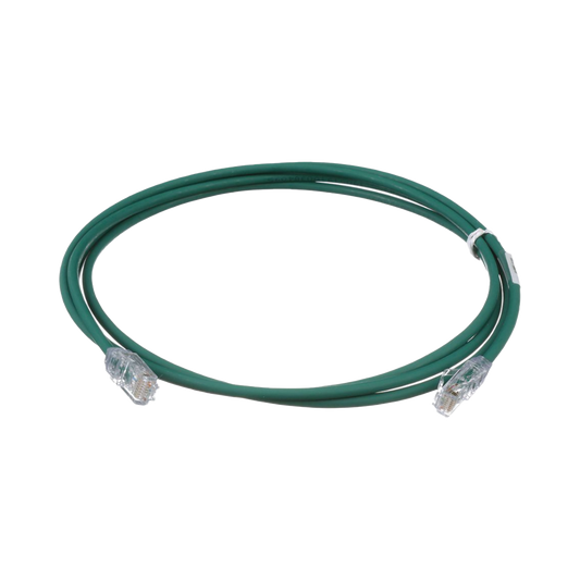 Cable de Parcheo UTP Cat6A, CM/LSZH, Diámetro Reducido (28AWG), Color Verde, 2.13 Metros (7 Pies)