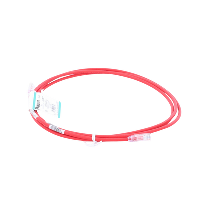 Cable de Parcheo UTP Cat6A, CM/LSZH, Diámetro Reducido (28AWG), Color Rojo, 2.13 Metros (7 Pies)