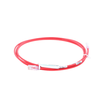 Cable de Parcheo UTP Cat6A, CM/LSZH, Diámetro Reducido (28AWG), Color Rojo, 2.13 Metros (7 Pies)