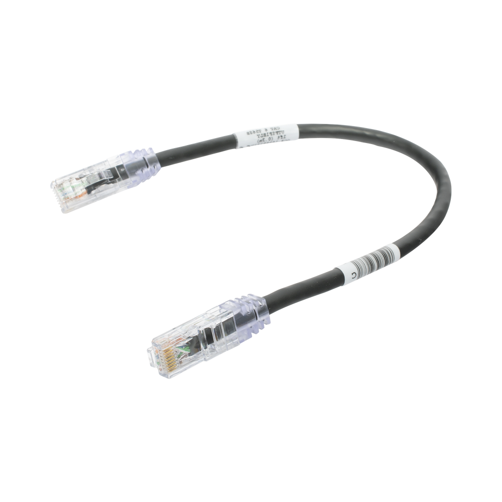 Cable de Parcheo TX6, UTP Cat6, 24 AWG, CM, Color Negro, 0.3 Metros (1 Pie)