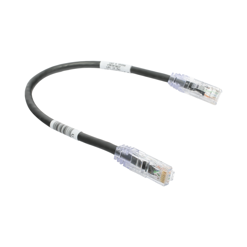 Cable de Parcheo TX6, UTP Cat6, 24 AWG, CM, Color Negro, 0.3 Metros (1 Pie)
