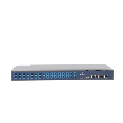 OLT de 1 GPON puerto con Splitter de 1 a 32 SC/UPC Incluido  + 3 puertos Uplink (2 puertos Gigabit Ethernet + 1 puerto SFP/SFP+) , hasta 128 ONUS