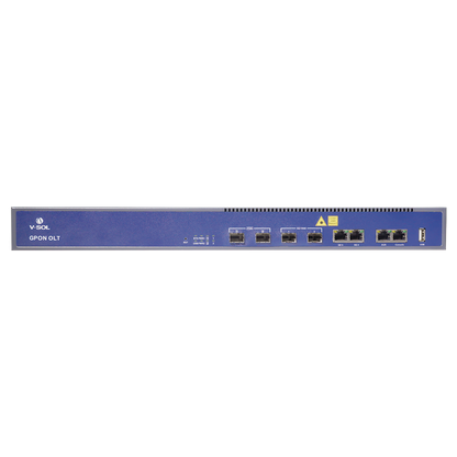 OLT de 2 puertos GPON + 4 puertos Uplink (2 puertos Gigabit Ethernet + 2 puerto SFP/SFP+) , hasta 256 ONUS