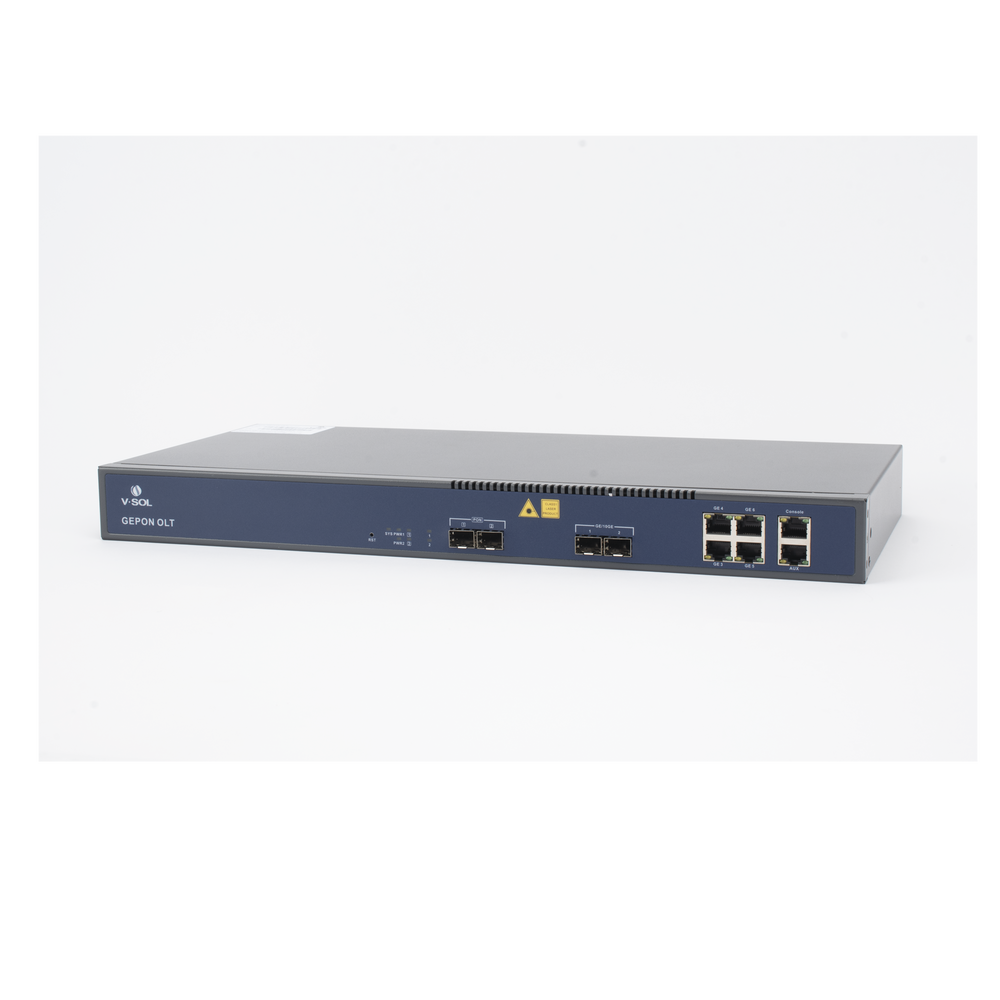 OLT de 2 puertos EPON con 6 puertos Uplink (4 puertos Gigabit Ethernet + 2 puertos Gigabit Ethernet SFP/SFP+) / hasta 128 ONUS