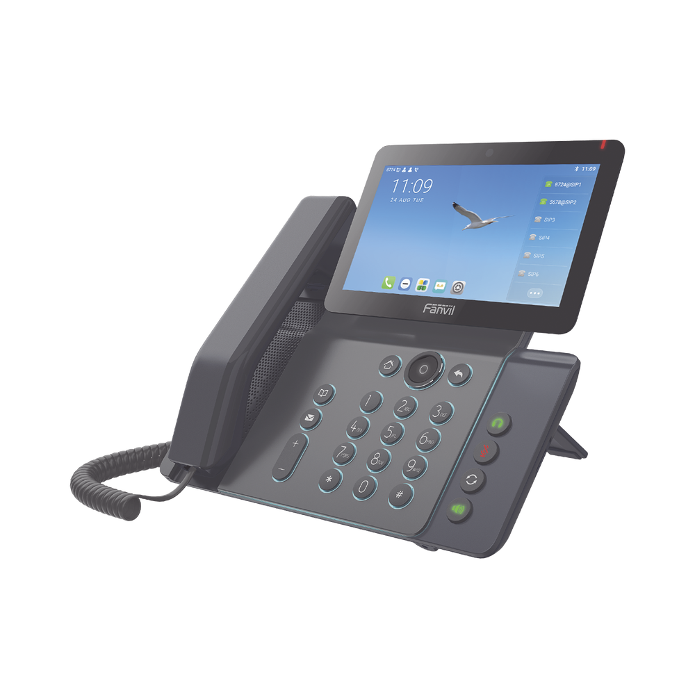 Videoteléfono IP inteligente Insignia, Android 9.0, 20 líneas SIP, pantalla a color 7" ajustable, Teclado de iluminación configurable, PoE, conferencia local de 10 vías.