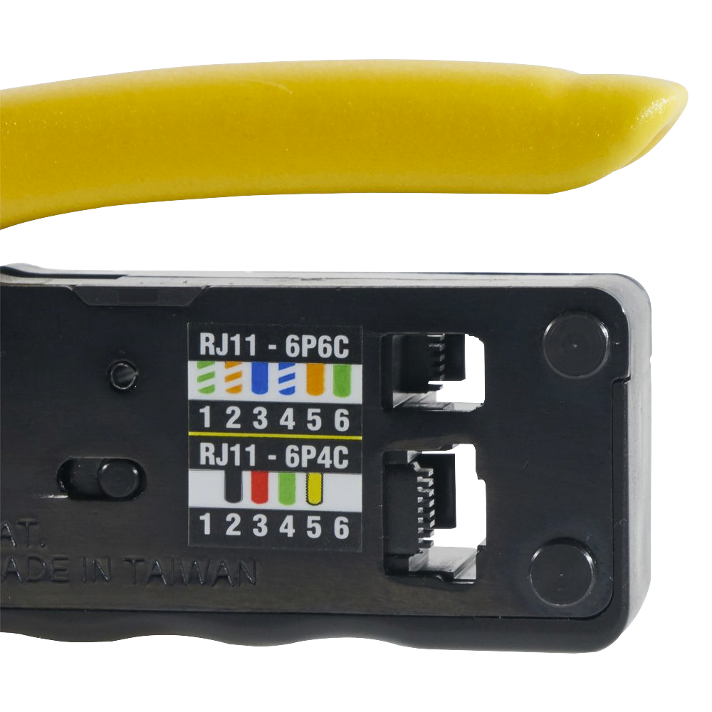 Ponchadora/Pelacables/Cortacables Compacta con Matraca para Conectores  RJ45 y RJ11/RJ12.
