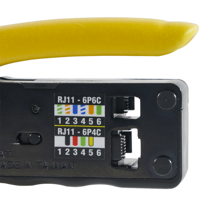 Ponchadora/Pelacables/Cortacables Compacta con Matraca para Conectores  RJ45 y RJ11/RJ12.