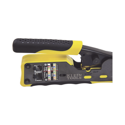 Ponchadora/Pelacables/Cortacables con Matraca para Conectores Pass-Thru RJ45 y Conectores Estándar RJ11/RJ12.