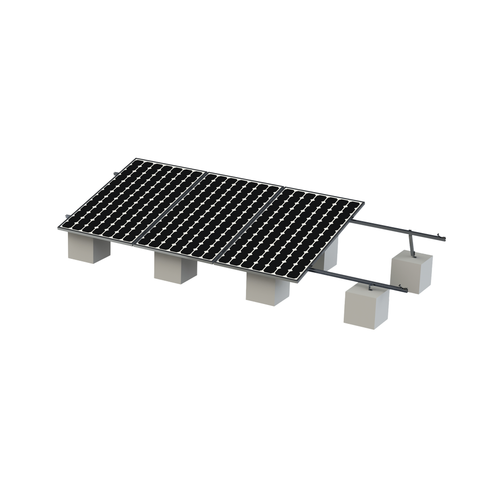 Kit Montaje para 4 Módulos de 30-35 mm espesor / Riel No.8 / Vel. de Viento Máx. 136km/h / Ajustable 20° a 45° / 5400mm Longitud