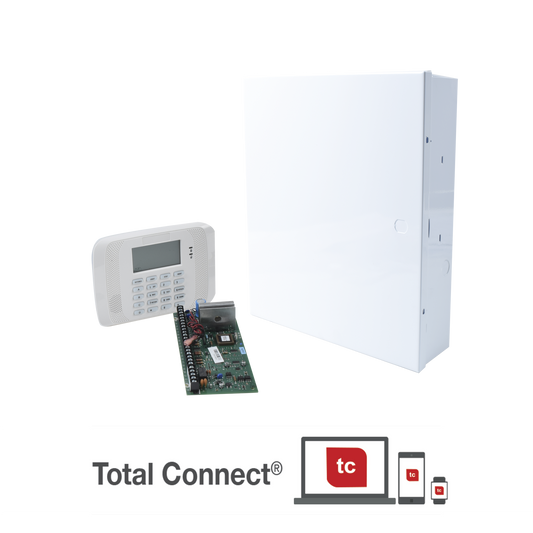 Sistema de Alarma de 8 Zonas con Teclado LCD Alfanumerico y Receptor Inalambrico para 40 Sensores