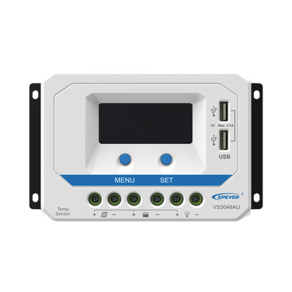 Controlador Solar de Carga PWM 12/24/36/48 V 30 A, Salida USB, con Display
