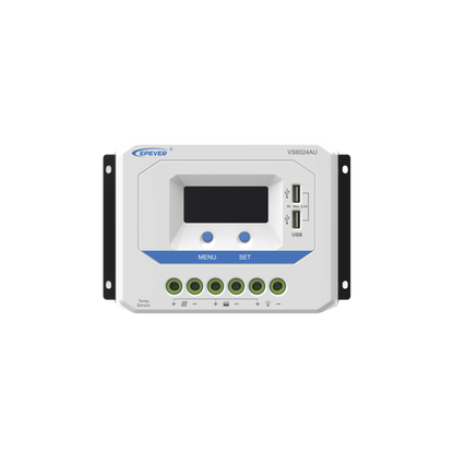 Controlador Solar de Carga PWM 12/24V 60 A, Salida USB, con Display