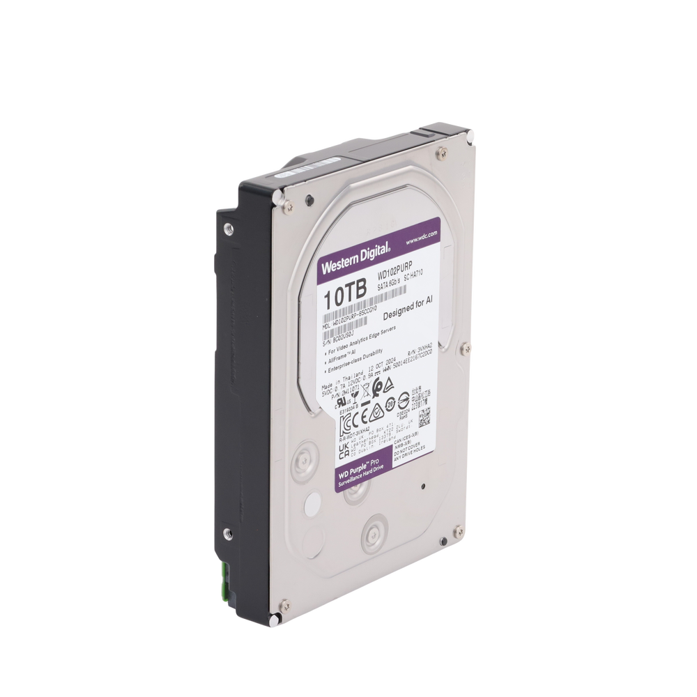 Disco Duro Purple Pro de 10 TB / 7200 RPM / Optimizado para Soluciones de Videovigilancia con Analiticos (Meta Data) / Uso 24-7 / 5 Años de Garantia