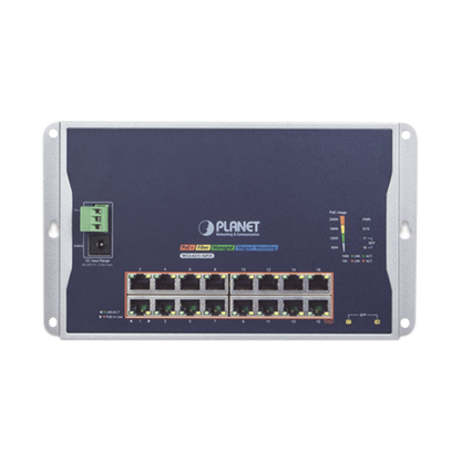 Switch Industrial Administrable Capa 2 de Pared,16 Puertos PoE 802.3at Gigabit y 2 Puertos SFP