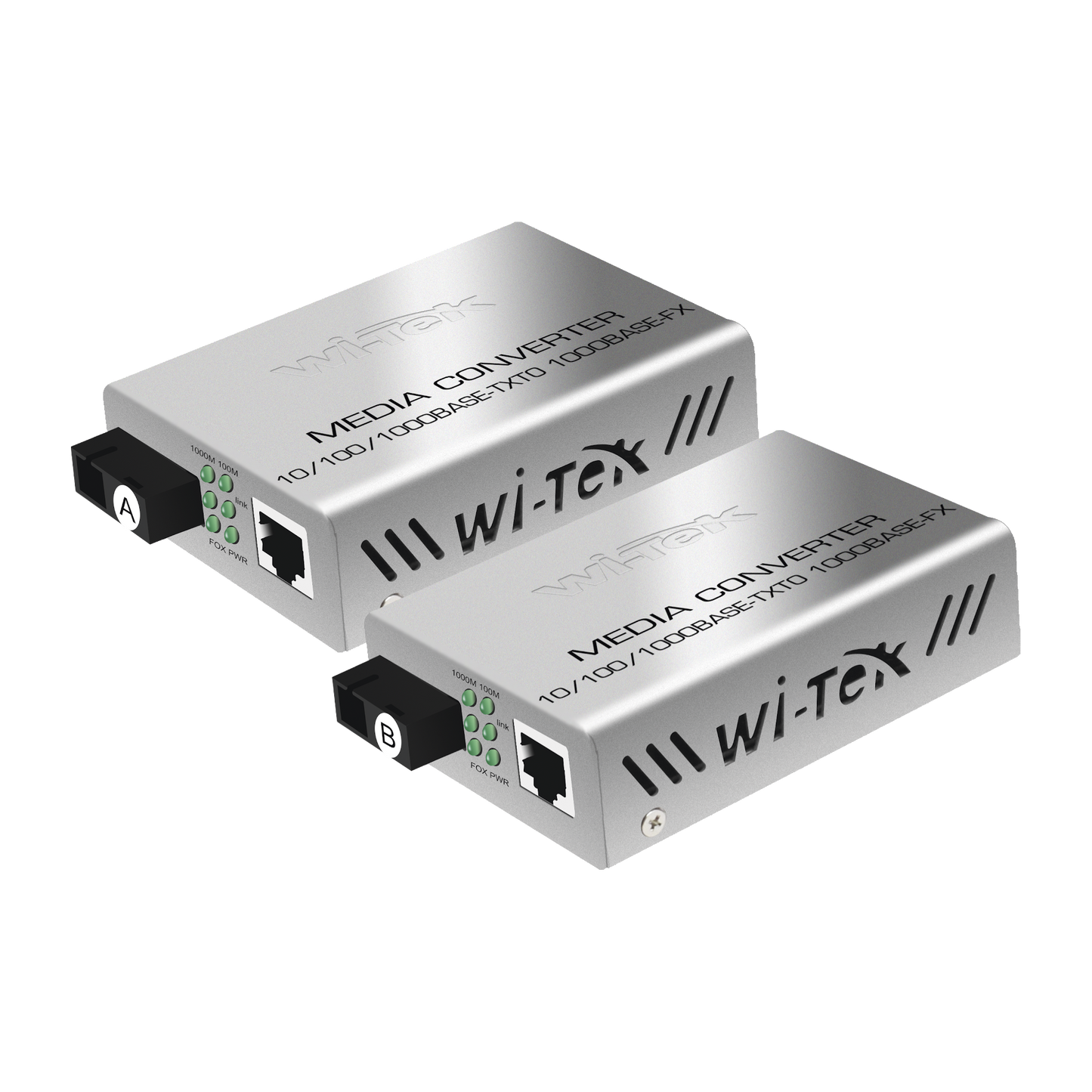 Convertidor de medios / Hasta 25 Km / 1 puerto SC/UPC 1000Mbps / 1 puerto RJ45 1000Mbps / WL: Tx 1310nm - Rx 1550nm / incluye 2 piezas A y B