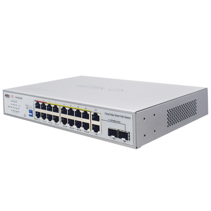 Switch PoE / Administración en la nube / Con 4 puertos 10/100 Mbsp PoE af/at / 2 Puertos Uplink 10/100 MBPS /  Presupuesto 60 W / PoE hasta 250 metros / Soporta protocolo ONVIF