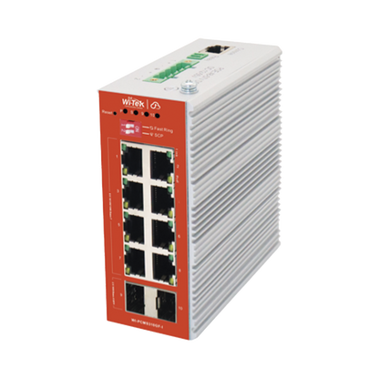 Switch L2+ PoE Industrial / Administración Cloud-Web-CLI / 8 Puertos PoE af/at 100/1000 Mbps / 2 Puertos SFP Gigabit / Presupuesto PoE 120 W / Protocolo ERSP (redundancia enlaces)