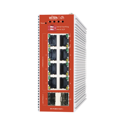 Switch L2+ PoE Industrial / Administración Cloud-Web-CLI / 8 Puertos PoE af/at 100/1000 Mbps / 2 Puertos SFP Gigabit / Presupuesto PoE 120 W / Protocolo ERSP (redundancia enlaces)
