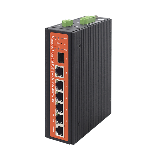 Switch industrial de 4 puertos Gigabit PoE (pasivo 24V / 802.3af/at/bt)