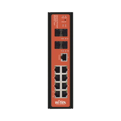 Switch Industrial administrable PoE, puerto 1-2 PoE 24/48. puertos 3-8 puertos 802.3 af/at/bt, hasta 60 W