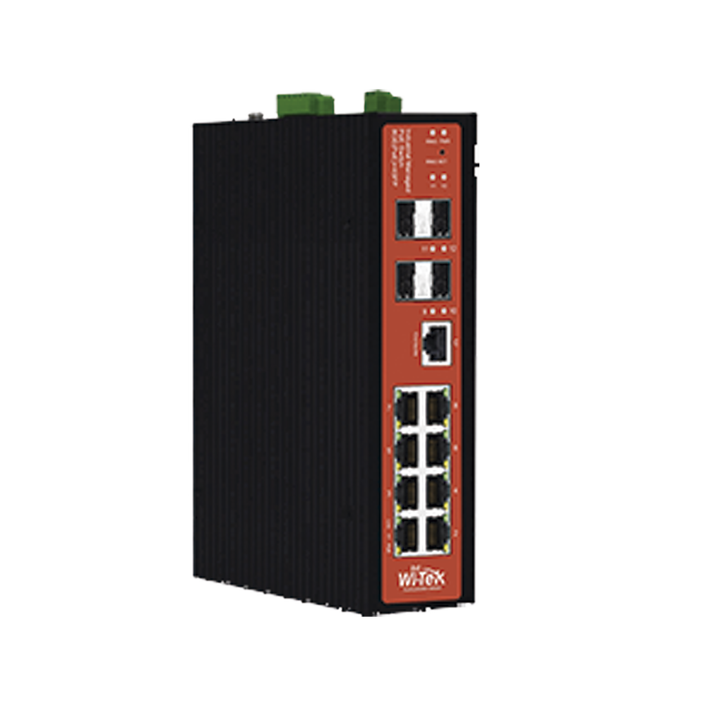 Switch Industrial administrable PoE, puerto 1-2 PoE 24/48. puertos 3-8 puertos 802.3 af/at/bt, hasta 60 W