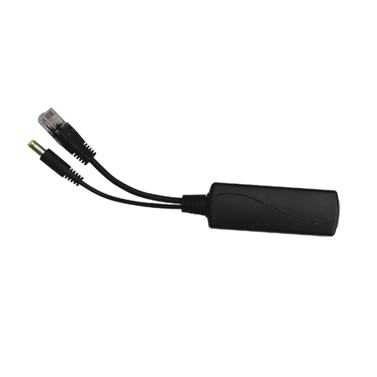 Splitter PoE IN af/at / Se puede nergizar hasta con 30 W / Salida de 12 Vcc / Instalación es Escritorio (superficie plana) / Idea para cámas IP SIN PoE.