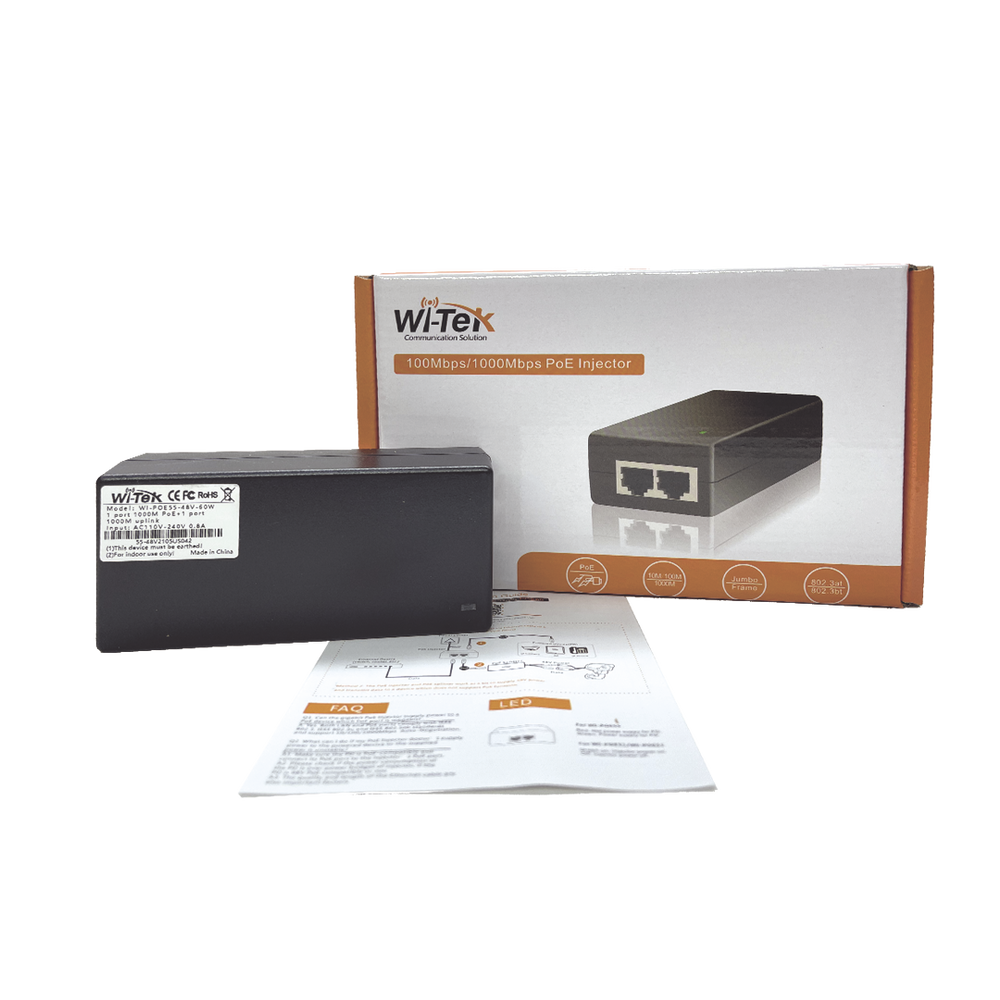 Inyector PoE 30W / PoE 802.3 af/at / 48V / Conexión plug and play / Alcance de hasta 100 metros / Aplicaciones CCTV