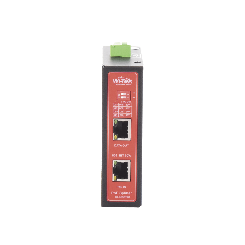 Splitter PoE IN hasta 90 W / Salida DC 12v/16V/24v o 48V / Carcasa metálica / Industrial soporte para riel DIN / Aplicaciones CCTV