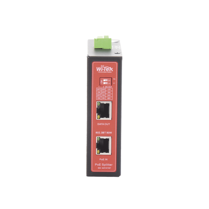 Splitter PoE IN hasta 90 W / Salida DC 12v/16V/24v o 48V / Carcasa metálica / Industrial soporte para riel DIN / Aplicaciones CCTV