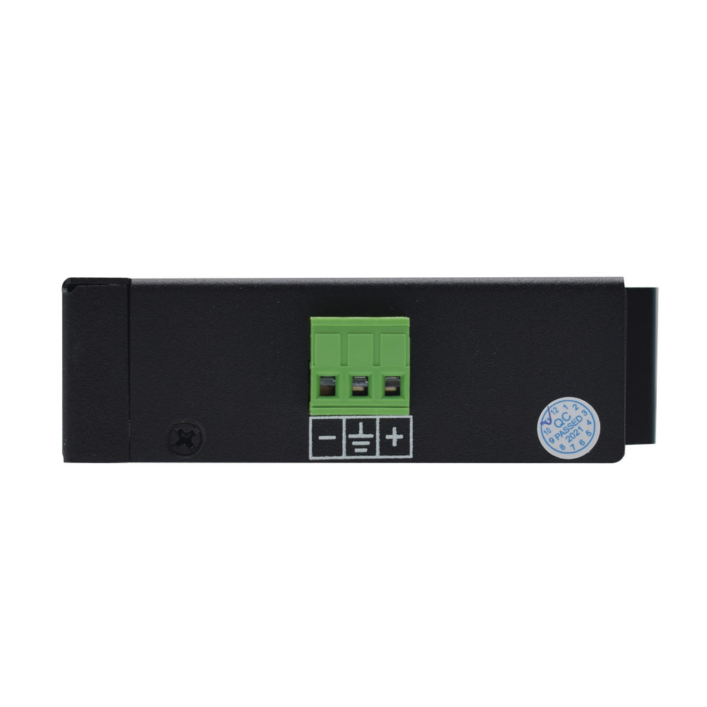 Inyector PoE Industrial / DC entrada 12-57V / PoE salida de Hasta 90W / Carcasa de Metal / Riel DIN / Aplicaciones CCTV