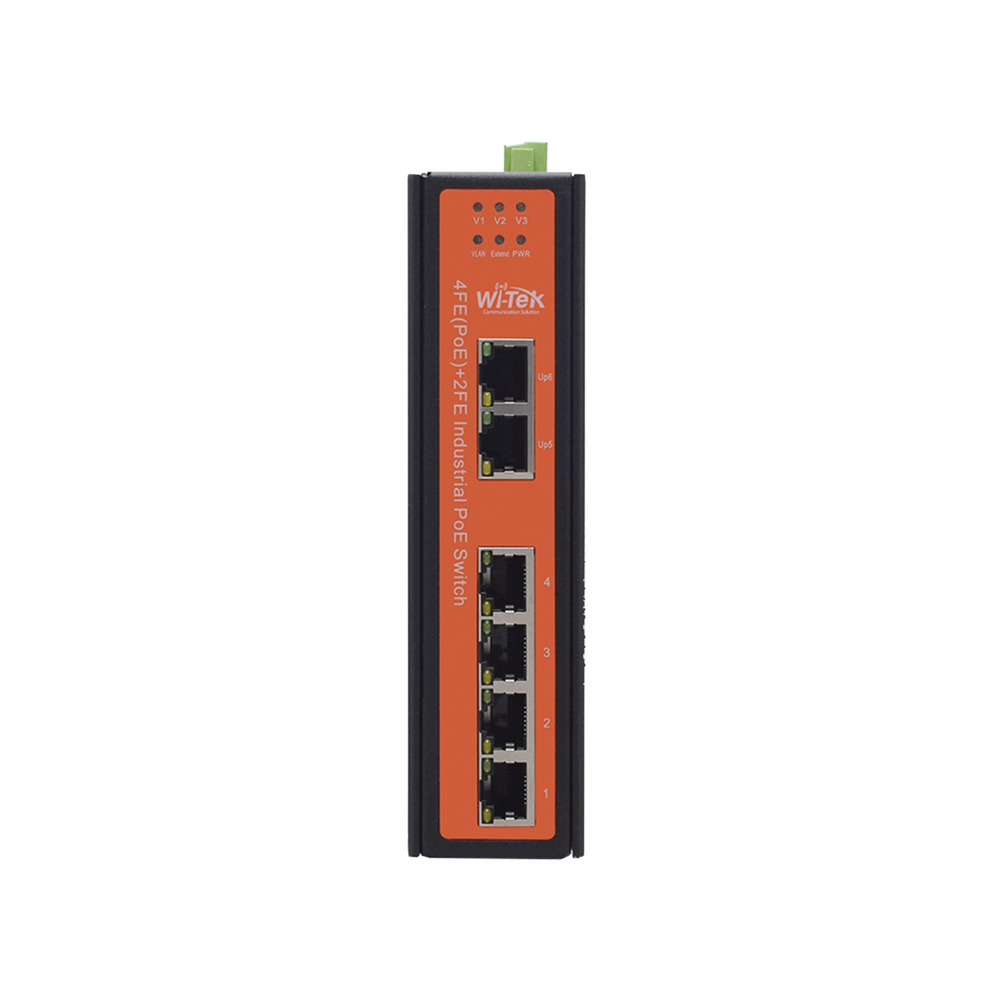 Switch industrial 4 puertos Fast Ethernetcon POE 802.3af/at + 2 puertos UPLINK gigabit