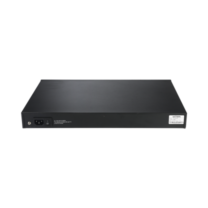 Switch PoE (802.3af/at/bt) / No administrable de largo alcance / Hasta 250m / Con 24 x 10/100Mbps + 2 x SFP Gigabit Combo / 250 W