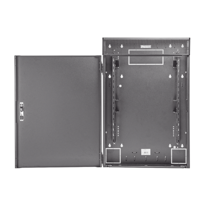Gabinete de Montaje en Pared TrueEdge™, Con 3 UR para Equipo Activo y 3 UR para Paneles de Parcheo, Fabricado en Acero, Color Negro