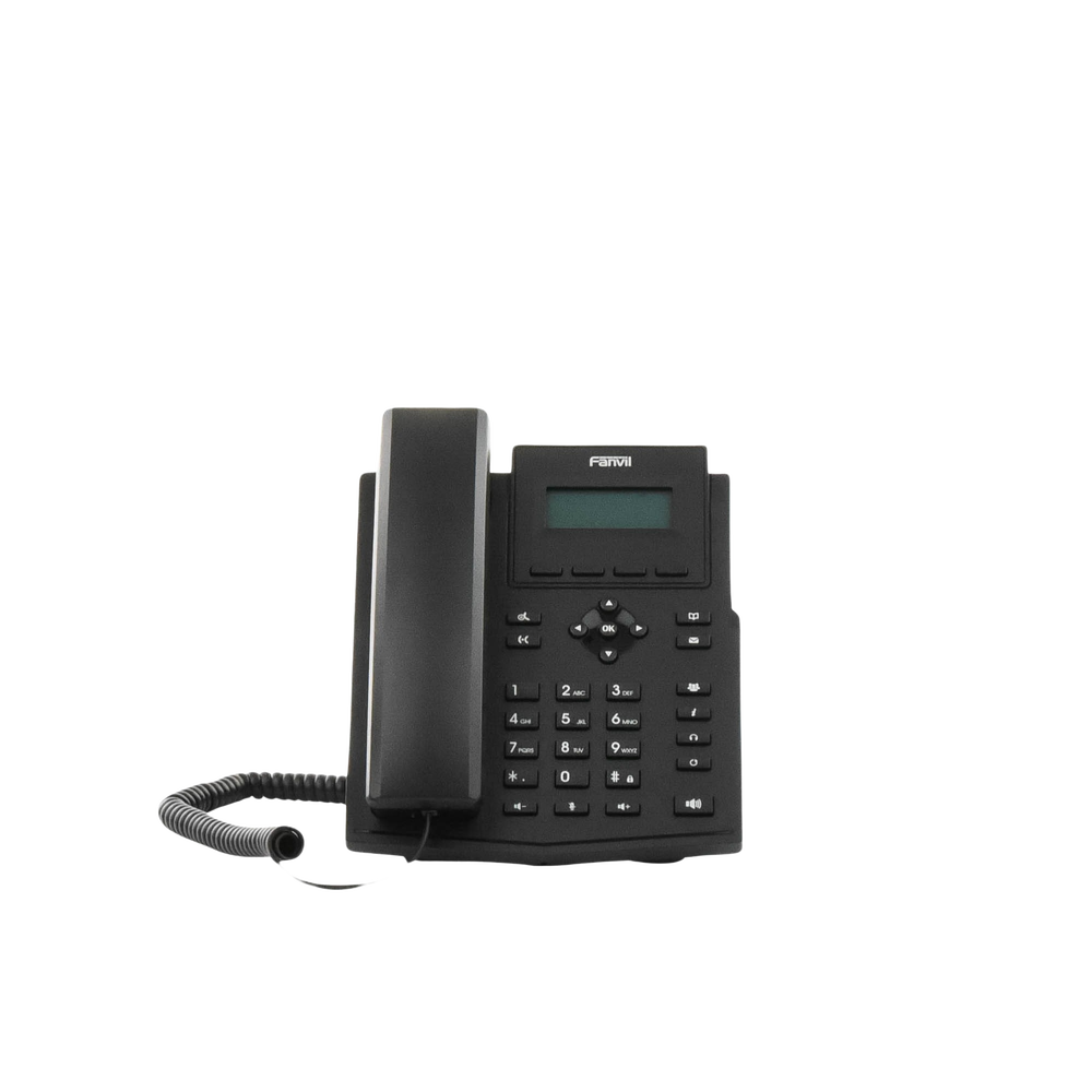 Teléfono IP empresarial para 2 lineas SIP con pantalla LCD,  Puertos Gigabit, Códec Opus, conferencia de 6 vías, PoE.