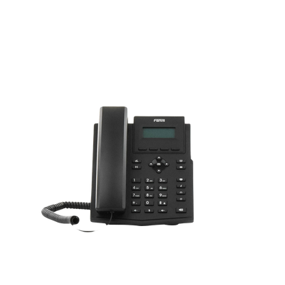 Teléfono IP empresarial para 2 lineas SIP con pantalla LCD,  Puertos Gigabit, Códec Opus, conferencia de 6 vías, PoE.