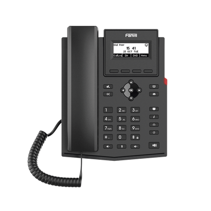 Teléfono IP / 2 Líneas SIP / Pantalla LCD 2.3" 132x64 / Audio HD G.722 y Opus / Conferencia 6 Vías / PoE 802.3af / Puertos Ethernet Duales 10/100 / Soporte EHS