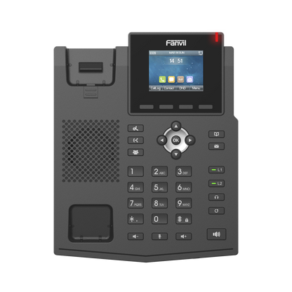 Teléfono IP empresarial para 4 líneas SIP con pantalla LCD de 2.4 pulgadas a color, Opus y conferencia de 6 participantes, PoE.